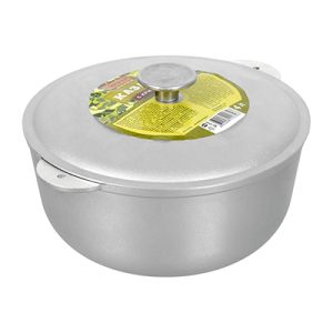 Казан алюминиевый литой с крышкой 4 л БЕЗ ДУЖКИ