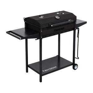 Мангал-гриль 122 х 49 х 90 см,с 2-мя столиками,крышкой,термометром,дровницей,кочергой на колесах