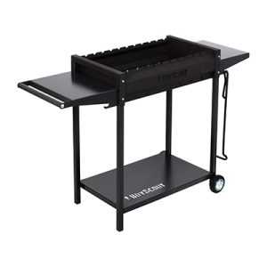 Мангал 122 х 49 х 80 см, с 2-мя столиками, дровницей и кочергой на колесах