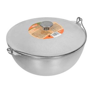 Казан алюминиевый литой с крышкой 8 л, азиатская чаша