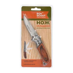 Нож складной автоматический, деревянная ручка, 8,5/14,5 см