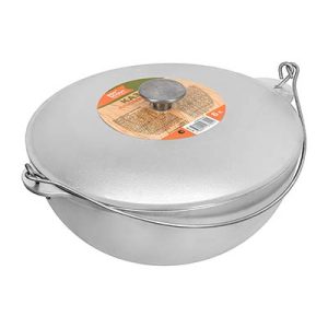 Казан алюминиевый литой с крышкой 6 л, азиатская чаша