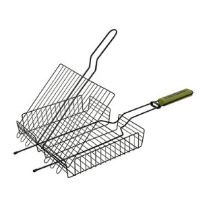 Решетка-гриль универсальная с АНТИПРИГАРНЫМ покрытием, веер в ПОДАРОК, 57(+5)x30x25x5,5cм