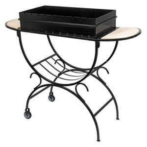 Мангал с 2 столиками, дровницей, на колесах 1180х380х925 мм